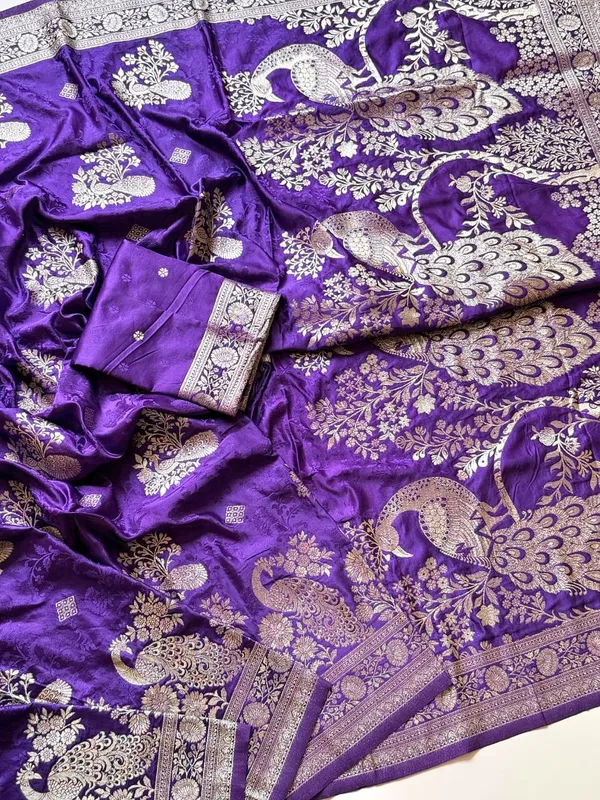 Royal_Purple_Peacock_Jacquard_Satin_Silk_Saree_With_Rich_Pallu_Unstitched_Running_Blouse
