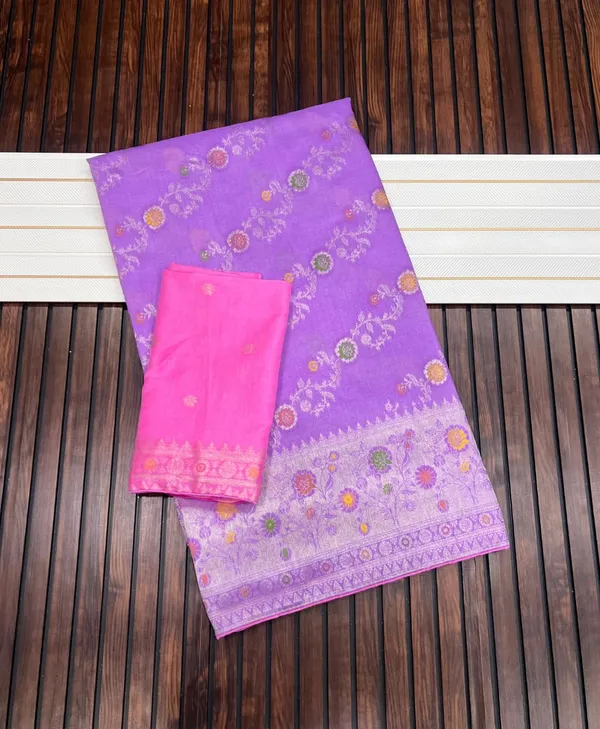 Lavender_Meenakari_Floral_Paithani_Silk_Saree_Rich_Zari_Weaving_With_Unstitched_Blouse