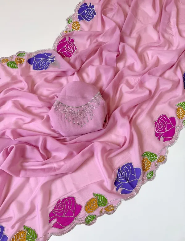 Baby_Pink_Rose_Diamond_Cutwork_Star_Georgette_Saree_With_Designer_Border_Unstitched_Blouse