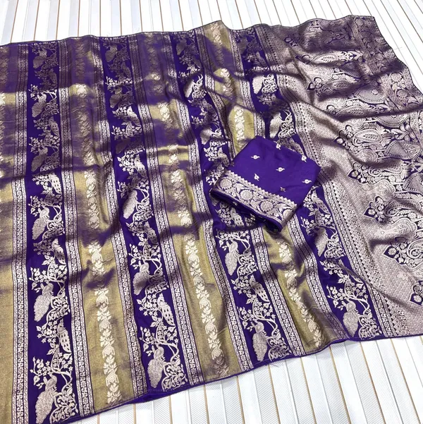 Royal_Purple_Peacock_Motif_Chinya_Tisu_Silk_Saree_With_Rich_Jacquard_Pallu_And_Unstitched_Blouse