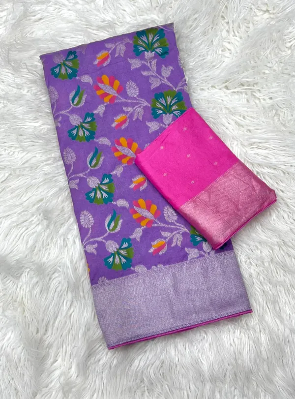 Pastel_Lavender_Meenakari_Floral_Jaal_Khadi_Crepe_Georgette_Saree_With_Rich_Pallu_And_Unstitched_Blouse