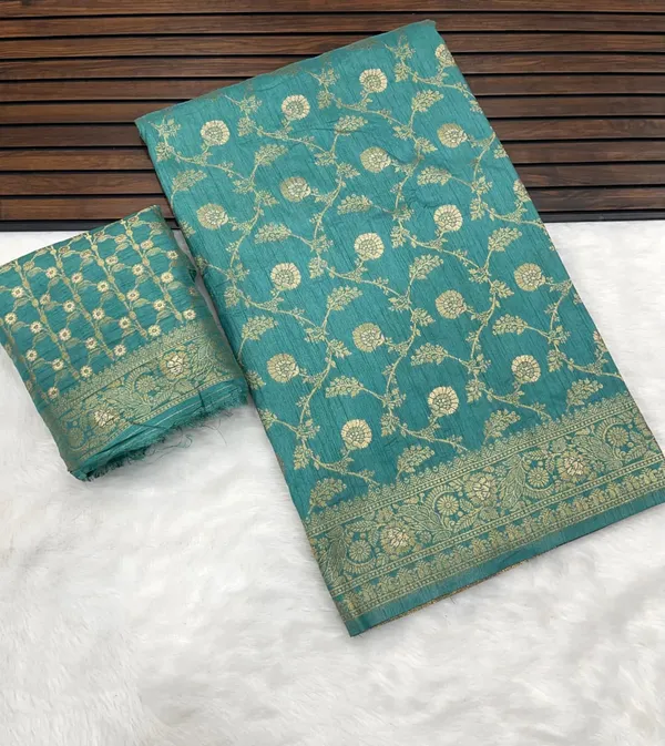 Sea_Green_Floral_Jaal_Banarasi_Dola_Silk_Saree_With_Antique_Zari_Heritage_Pallu_Unstitched_Blouse