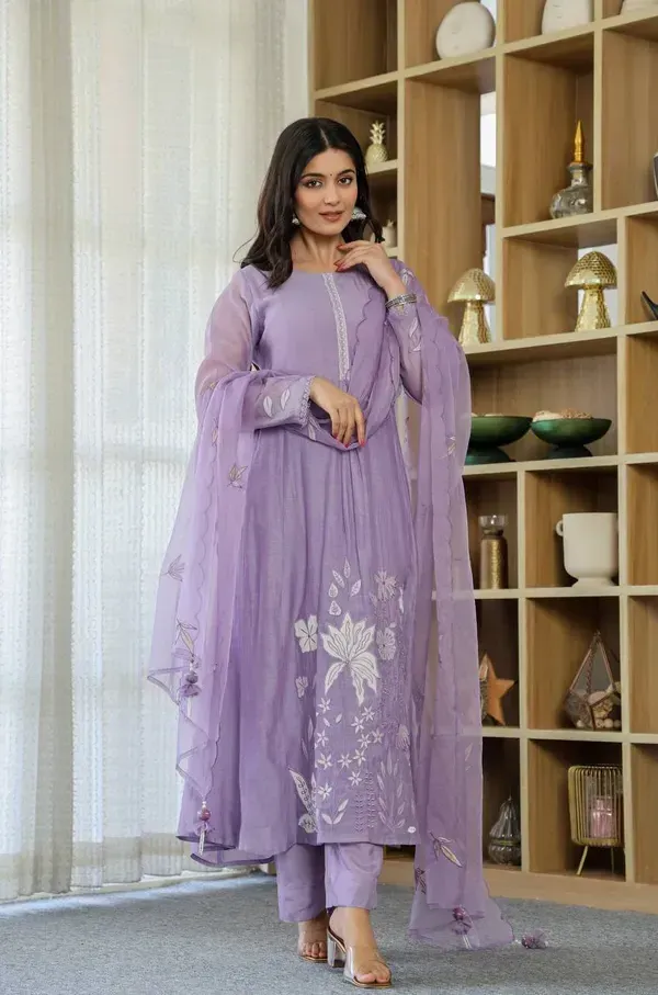 Lavender_Designer_Chanderi_Silk_Embroidered_Kurta_With_Pant_Dupatta_For_Wom_More