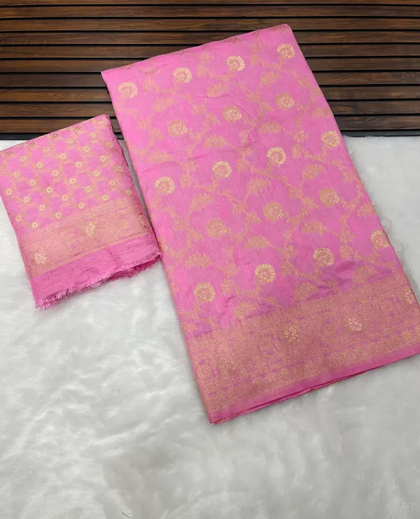 Baby_Pink_Floral_Jaal_Banarasi_Dola_Silk_Saree_With_Antique_Zari_Heritage_Weave_Unstitched_Blouse
