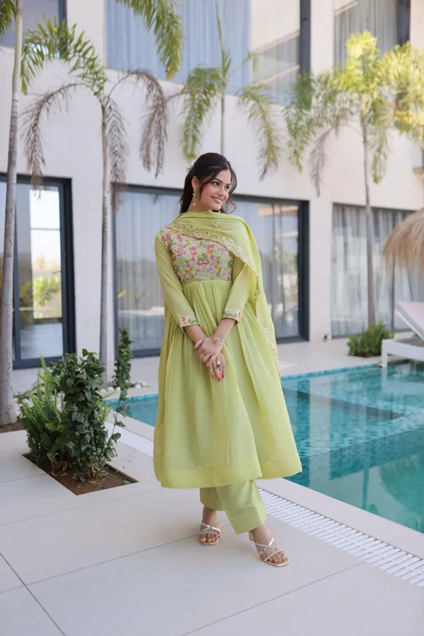Luxury_Pista_Green_Mal_Chanderi_Embroidered_Gown_Pant_Dupatta_Set_For_Women