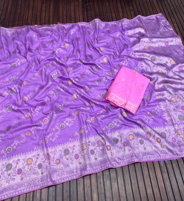 Lavender_Meenakari_Floral_Paithani_Silk_Saree_Rich_Zari_Weaving_With_Unstitched_Blouse