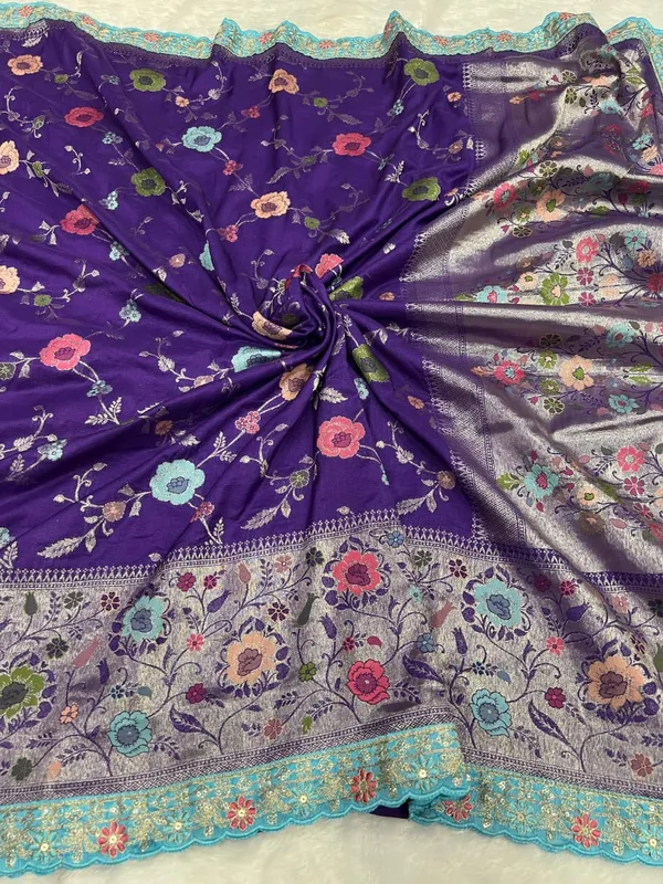 Royal_Purple_Floral_Weaving_Khaddi_Crepe_Georgette_Paithani_Silk_Saree_With_Rich_Pallu_And_Unstitched_Blouse
