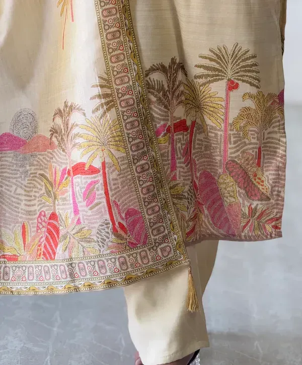Ivory_Assam_Silk_Embroidered_Kurta_With_Pant_Dupatta_For_Women