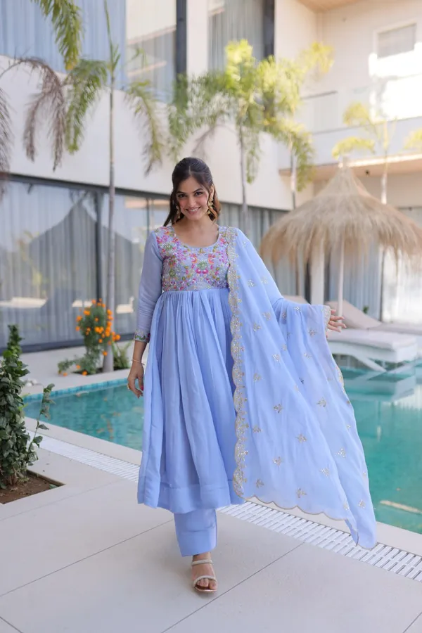 Premium_Sky_Blue_Mal_Chanderi_Embroidered_Gown_Pant_Dupatta_Set_For_Women