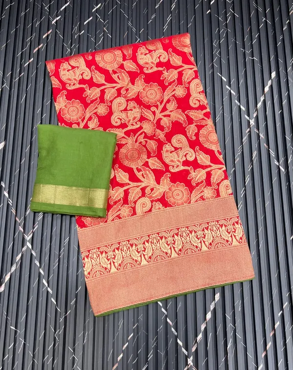 Crimson_Red_Floral_Zari_Khaddi_Crepe_Georgette_Saree_With_Rich_Woven_Pallu_Unstitched_Blouse