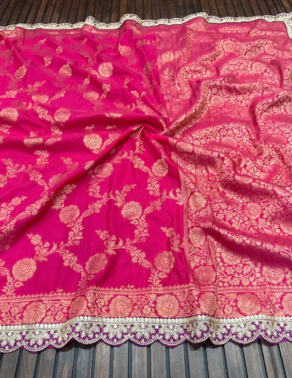 Rani_Pink_Floral_Jacquard_Khadi_Crepe_Georgette_Saree_With_Sequins_Cutwork_Lace_Unstitched_Blouse