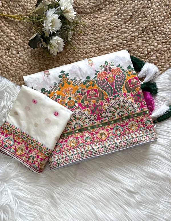 Premium_Ivory_Kashmiri_Woven_Rajwadi_Pashmina_Dola_Silk_Saree_With_Tassel_Pallu_Unstitched_Blouse