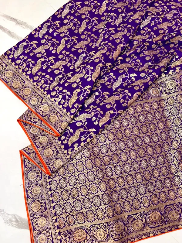 Royal_Purple_Peacock_Motif_Banarasi_Viscose_Dola_Silk_Saree_With_Rich_Zari_Pallu_And_Unstitched_Blouse