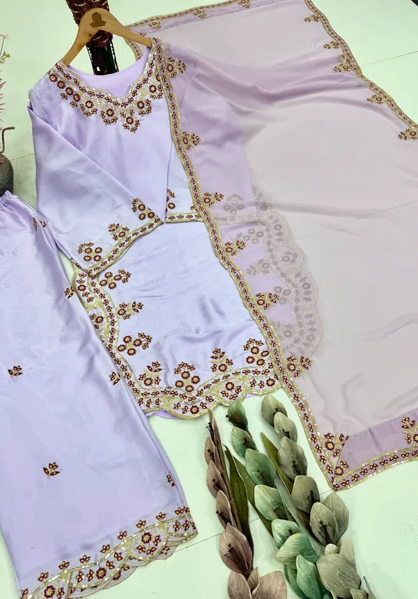 Premium_Lavender_Roman_Glass_Embroidered_Kurta_Palazzo_Dupatta_Set_For_Women