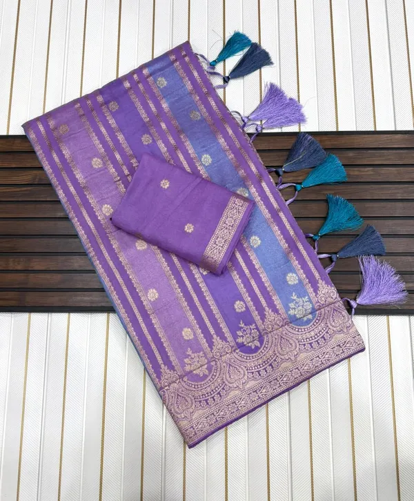 Lavender_Gold_Jari_Jacquard_Viscose_Khaddi_Crepe_Georgette_Saree_With_Tassel_Rich_Pallu_Unstitched_Blouse