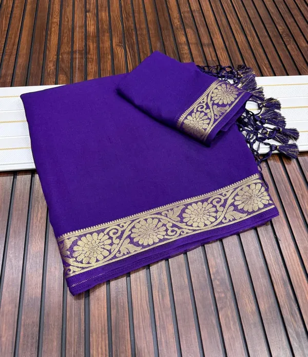 Royal_Violet_Jari_Jacquard_Khaddi_Crepe_Georgette_Saree_With_Tassel_Pallu_Unstitched_Blouse