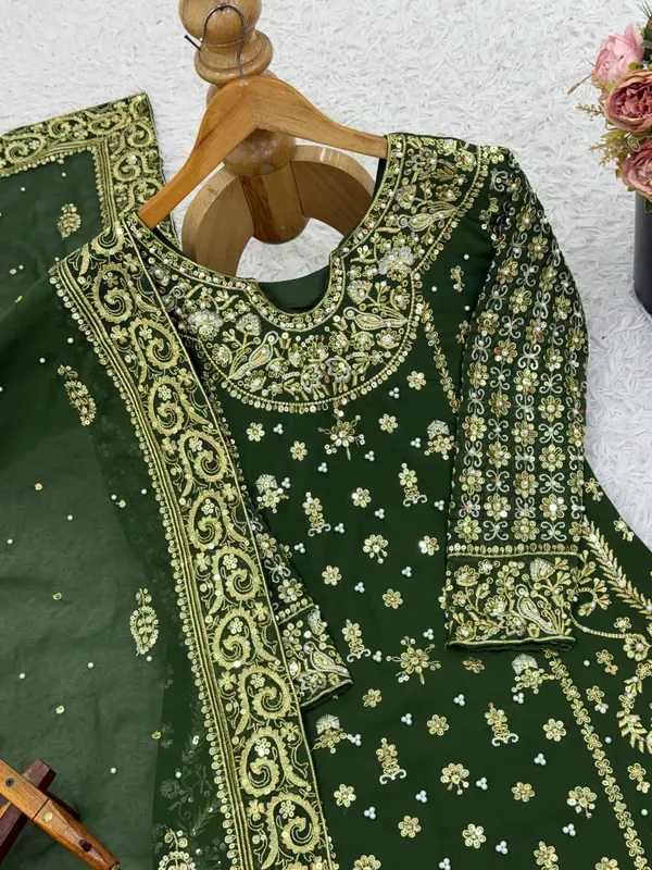 Dark_Green_Heavy_Embroidered_Party_Wear_Kurta_With_Palazzo_Dupatta_For_Women_More