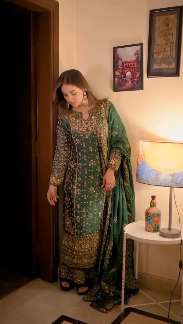 Dark_Green_Heavy_Embroidered_Party_Wear_Kurta_With_Palazzo_Dupatta_For_Women_More