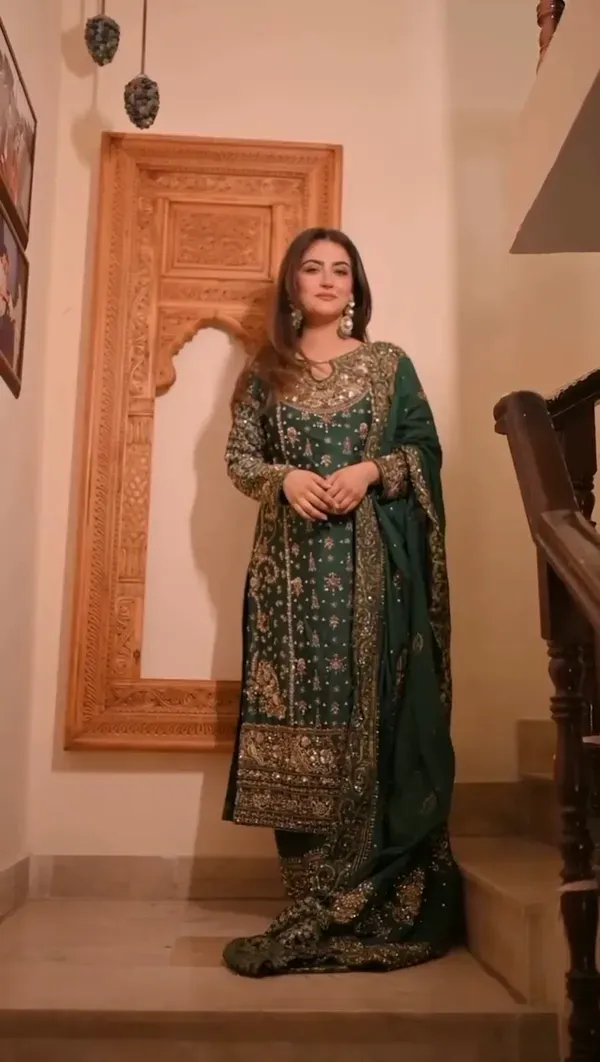 Dark_Green_Heavy_Embroidered_Party_Wear_Kurta_With_Palazzo_Dupatta_For_Women_More