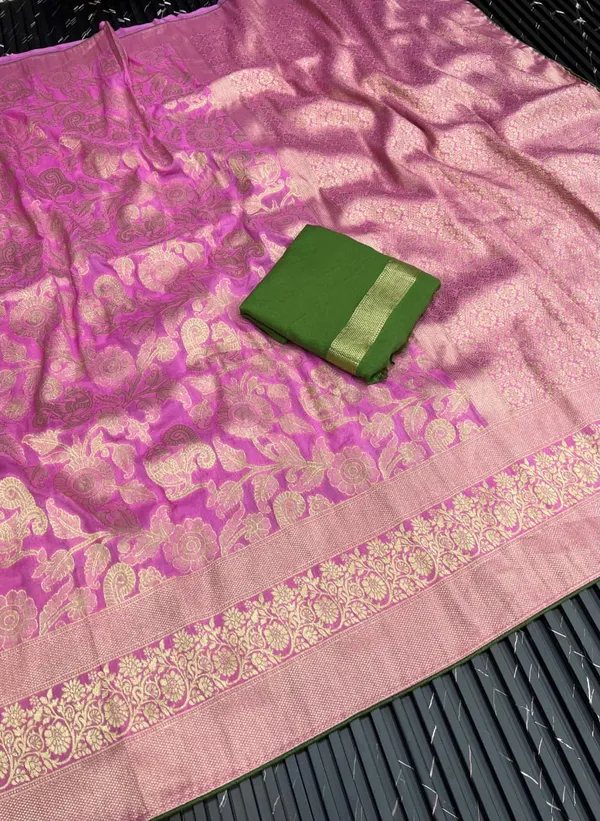 Rani_Pink_Floral_Zari_Khaddi_Crepe_Georgette_Saree_With_Rich_Woven_Pallu_Unstitched_Blouse