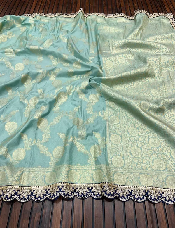 Ice_Blue_Floral_Jacquard_Khadi_Crepe_Georgette_Saree_With_Sequins_Cutwork_Lace_Unstitched_Blouse