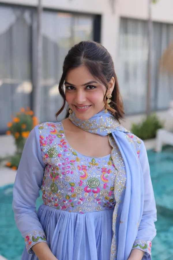 Premium_Sky_Blue_Mal_Chanderi_Embroidered_Gown_Pant_Dupatta_Set_For_Women