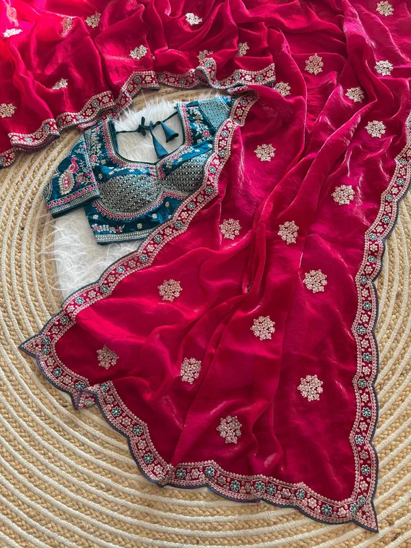 Fuchsia_Pink_Sequins_Embroidered_Fendy_Satin_Designer_Saree_With_Stitched_Blouse