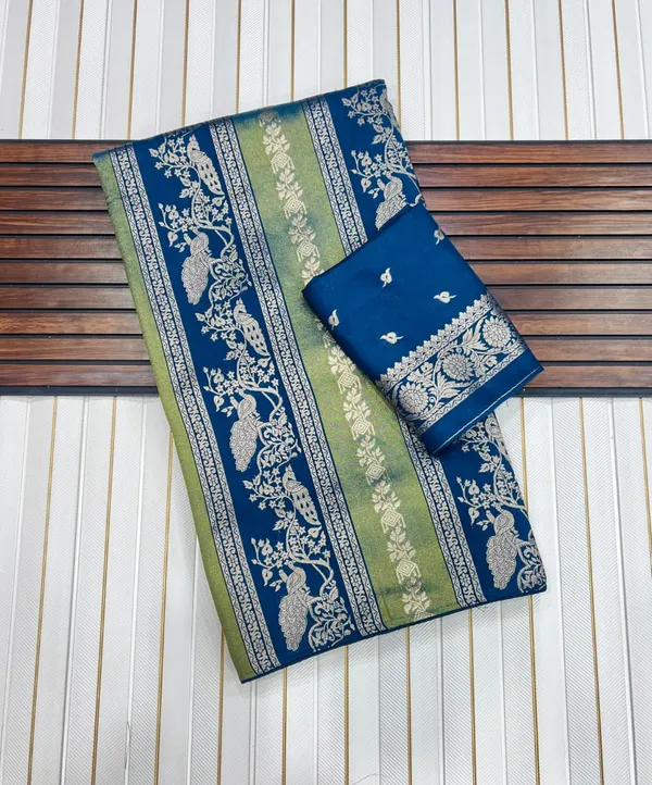 Royal_Blue_Peacock_Vine_Chinya_Tisu_Silk_Saree_With_Rich_Jacquard_Pallu_And_Unstitched_Blouse