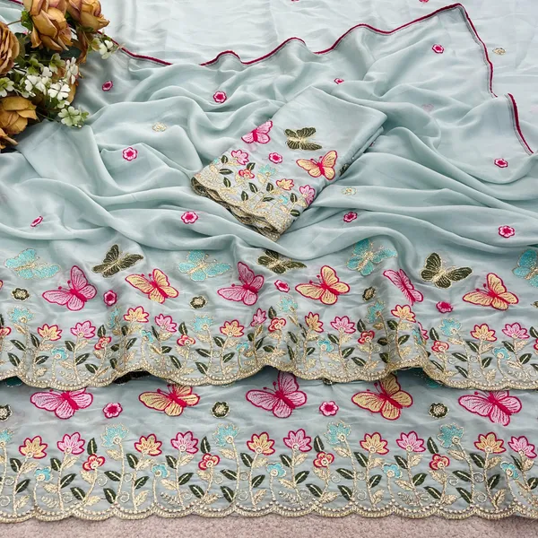 Ice_Blue_Butterfly_Floral_Embroidered_Rangoli_Saree_With_Heavy_Panel_Work_Unstitched_Blouse