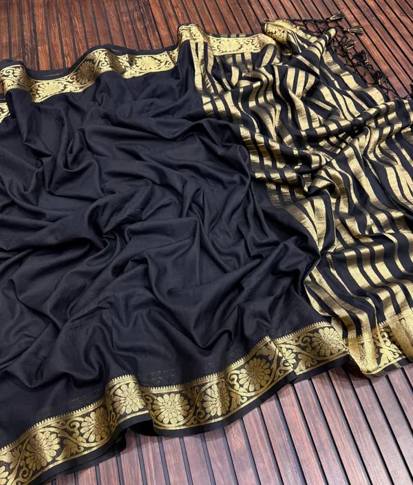 Classic_Black_Jari_Jacquard_Khaddi_Crepe_Georgette_Saree_With_Tassel_Pallu_Unstitched_Blouse