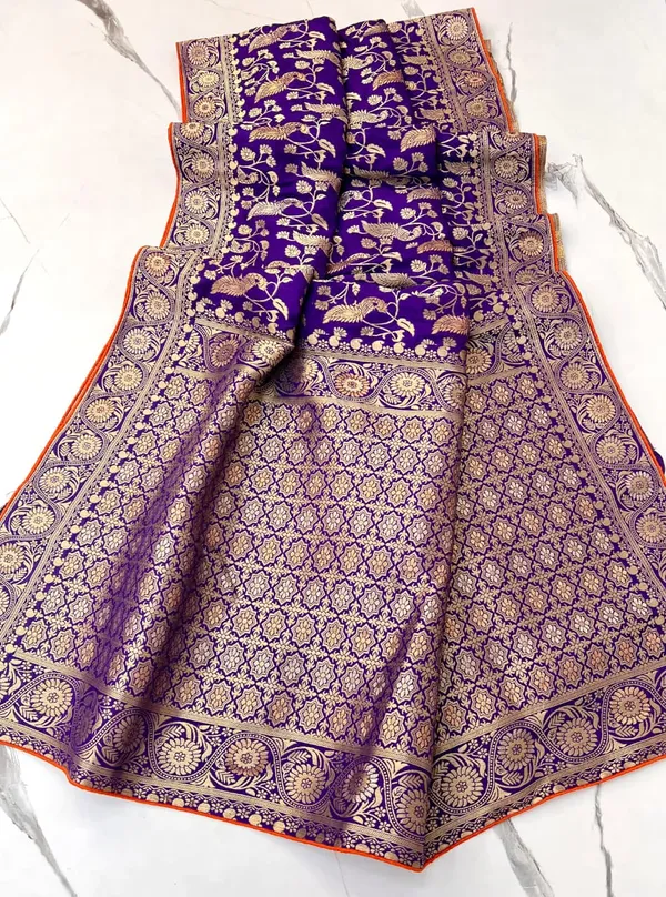 Royal_Purple_Peacock_Motif_Banarasi_Viscose_Dola_Silk_Saree_With_Rich_Zari_Pallu_And_Unstitched_Blouse