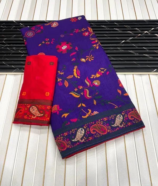 Premium_Royal_Purple_Floral_Jaal_Rajwadi_Pashmina_Silk_Saree_With_Kashmiri_Weaving_Unstitched_Contrast_Blouse