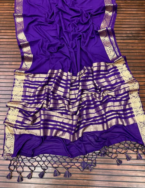 Royal_Violet_Jari_Jacquard_Khaddi_Crepe_Georgette_Saree_With_Tassel_Pallu_Unstitched_Blouse