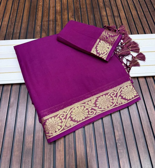 Royal_Purple_Jari_Jacquard_Khaddi_Crepe_Georgette_Saree_With_Tassel_Pallu_Unstitched_Blouse