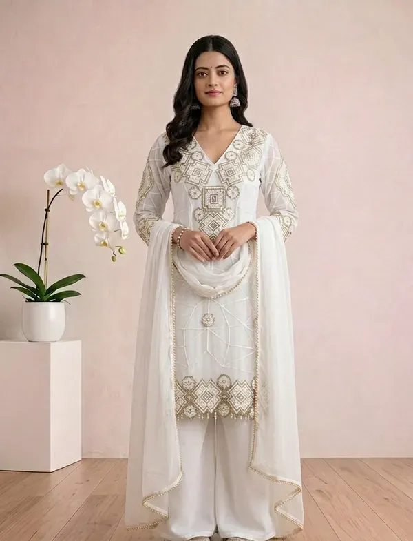 White_Georgette_Embroidery_Kurta_Palazzo_Set_With_Dupatta_For_Women
