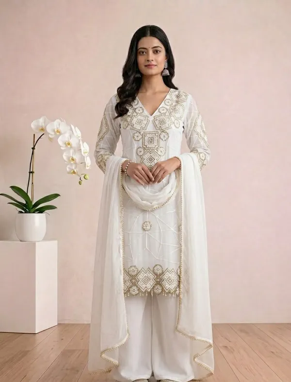 White_Georgette_Embroidery_Kurta_Palazzo_Set_With_Dupatta_For_Women