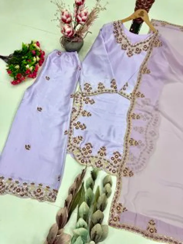 Premium_Lavender_Roman_Glass_Embroidered_Kurta_Palazzo_Dupatta_Set_For_Women