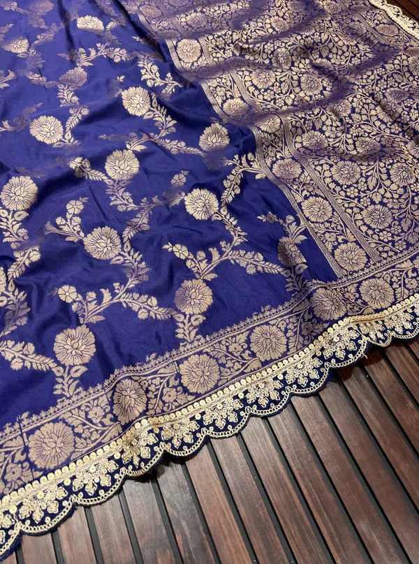 Royal_Blue_Floral_Jacquard_Khadi_Crepe_Georgette_Saree_With_Sequins_Cutwork_Lace_Unstitched_Blouse