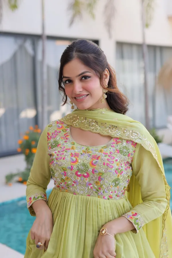 Luxury_Pista_Green_Mal_Chanderi_Embroidered_Gown_Pant_Dupatta_Set_For_Women
