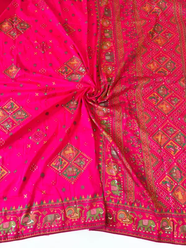 Rani_Pink_Meenakari_Patola_Rajwada_Pashmina_Silk_Saree_With_Rich_Pallu_Unstitched_Blouse