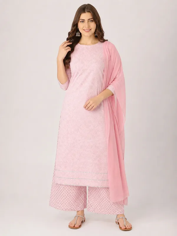 Pink_Floral_Printed_Muslin_Cotton_Straight_Kurta_Set_With_Palazzos_&_Mul_Cotton_Dupatta