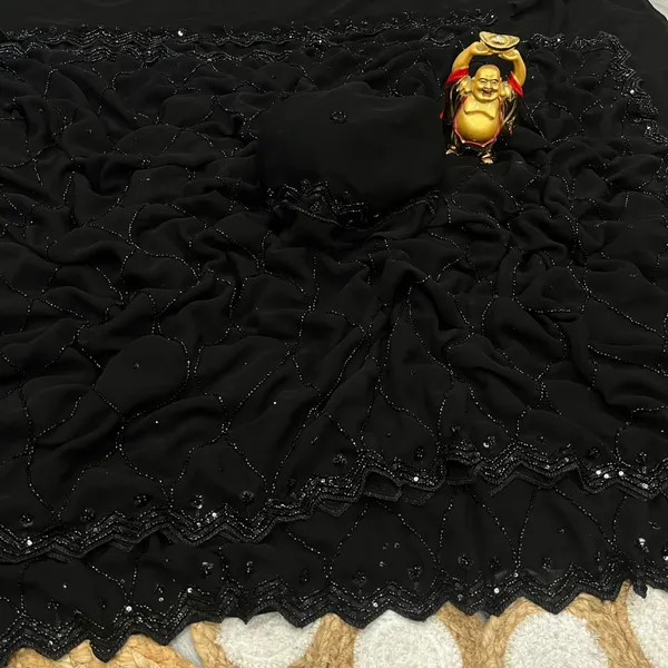 Premium_Black_Original_Beads_Work_Pure_Fox_Georgette_Designer_Saree_With_Heavy_Fancy_Unstitched_Blouse