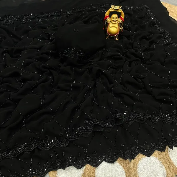Premium_Black_Original_Beads_Work_Pure_Fox_Georgette_Designer_Saree_With_Heavy_Fancy_Unstitched_Blouse