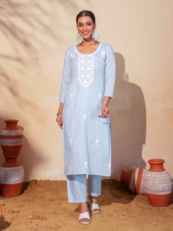 Pure_Cotton_Embroidered_Sky_Straight_Kurta_with_Pant_and_Dupatta_Sets