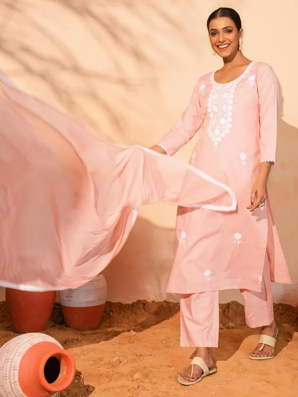 Pure_Cotton_Embroidered_Peach_Straight_Kurta_with_Pant_and_Dupatta_Sets