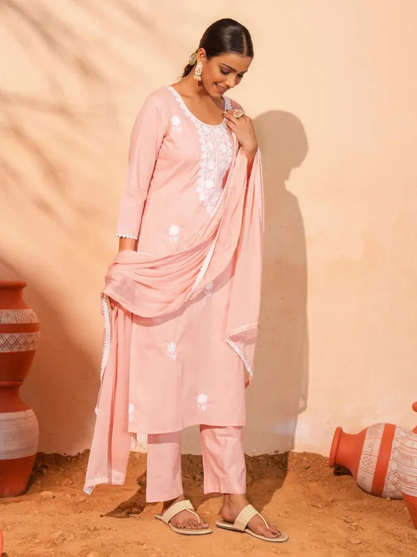 Pure_Cotton_Embroidered_Peach_Straight_Kurta_with_Pant_and_Dupatta_Sets