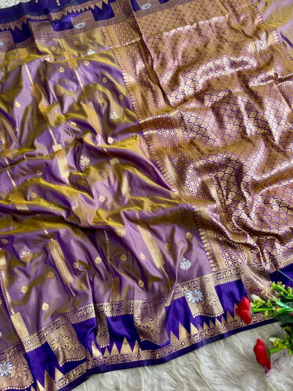 Purple_Gold_Zari_Banarasi_Luxaria_Silk_Saree_With_Grand_Rich_Pallu_Unstitched_Brocade_Blouse