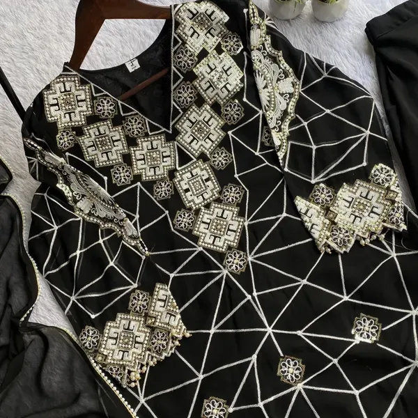 Black_Georgette_Embroidery_Kurta_Palazzo_Set_With_Dupatta_For_Women