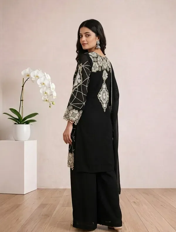 Black_Georgette_Embroidery_Kurta_Palazzo_Set_With_Dupatta_For_Women