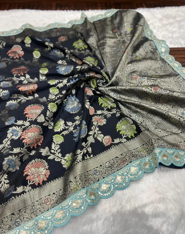 Midnight_Black_Floral_Meenakari_Khaddi_Crepe_Georgette_Saree_With_Rich_Pallu_Unstitched_Blouse